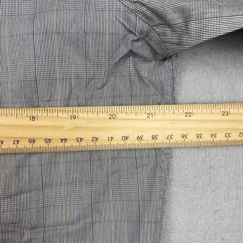 Bar III Slim Fit Mens Grey Blue Striped Stretch Dress Shirt 16 32-33 L - Picture 6 of 8